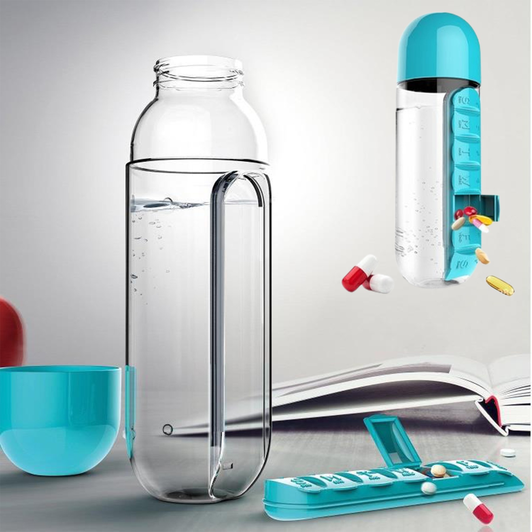 20Oz Water Bottle W/ 7-Day Pill Box 3