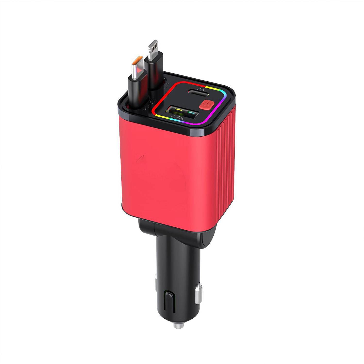 4 in 1 Retractable Car Charger w LED Light 5