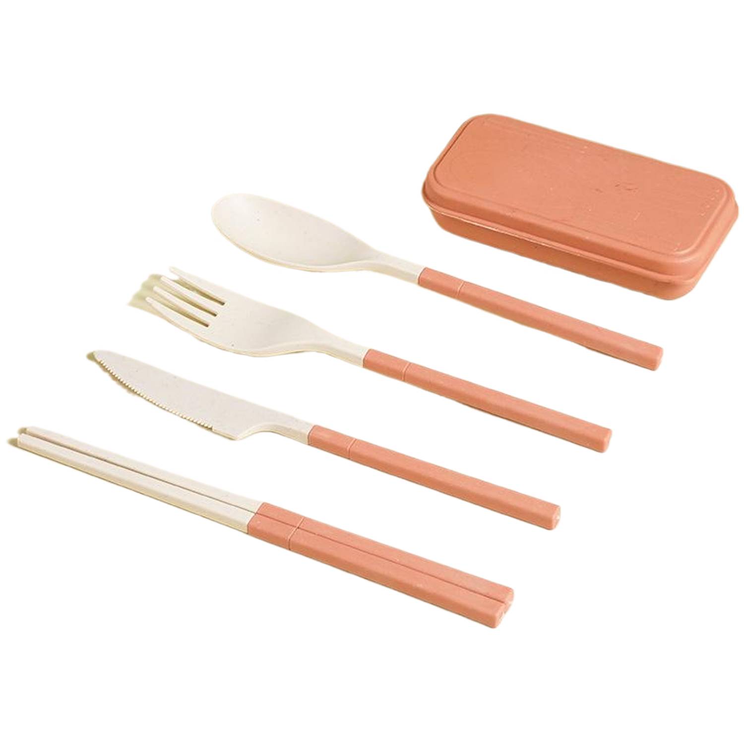 4PCS Eco-Friendly Foldable Wheat Straw Utensil Set w/ Box 6