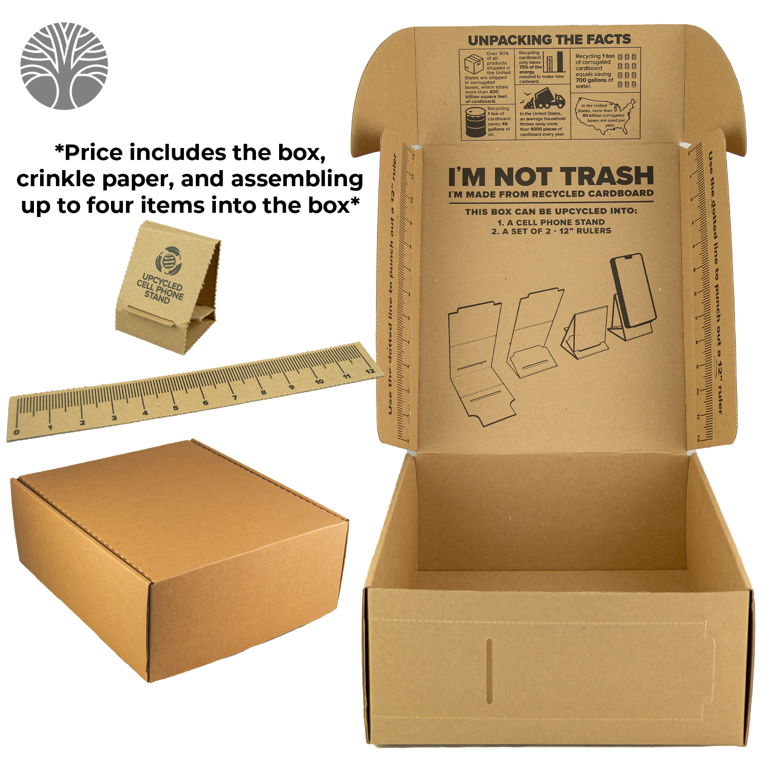Corrugated Box Made From Recycled Material, promotional household item with logo imprint 1