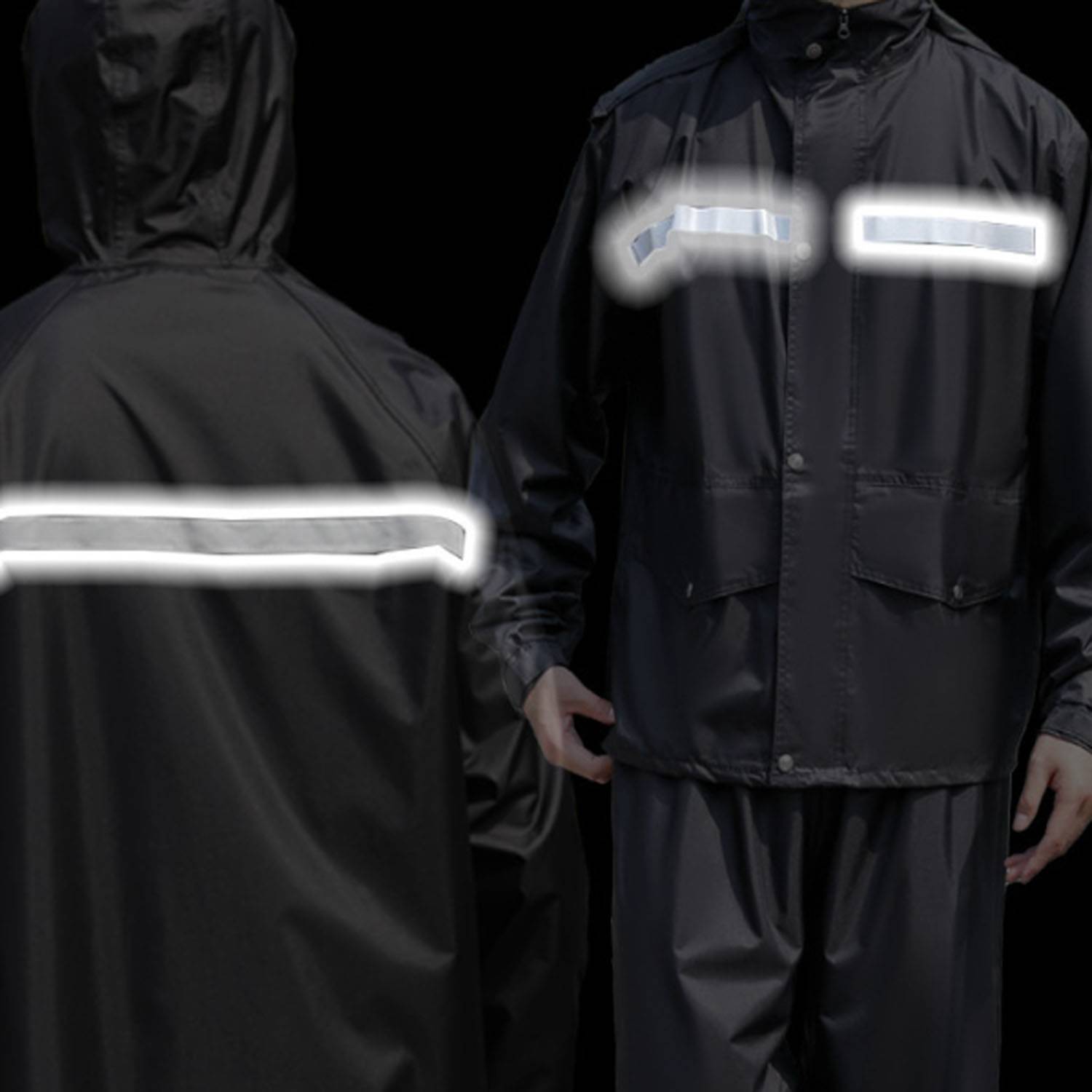 Oxford Thickened Cycling Rain Jacket Set Reflective Strip 6