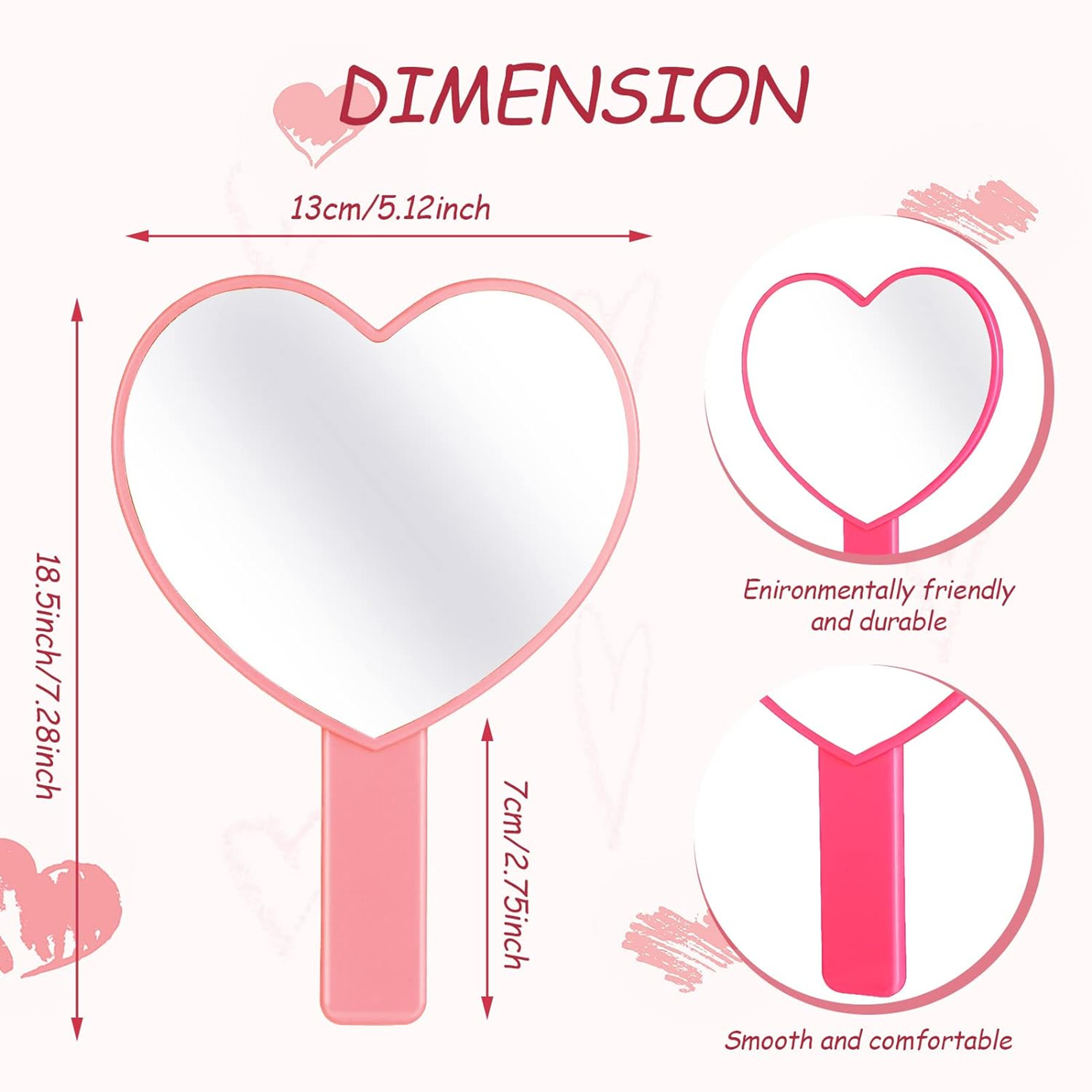 Heart-Shaped Travel Handheld Mirror 3