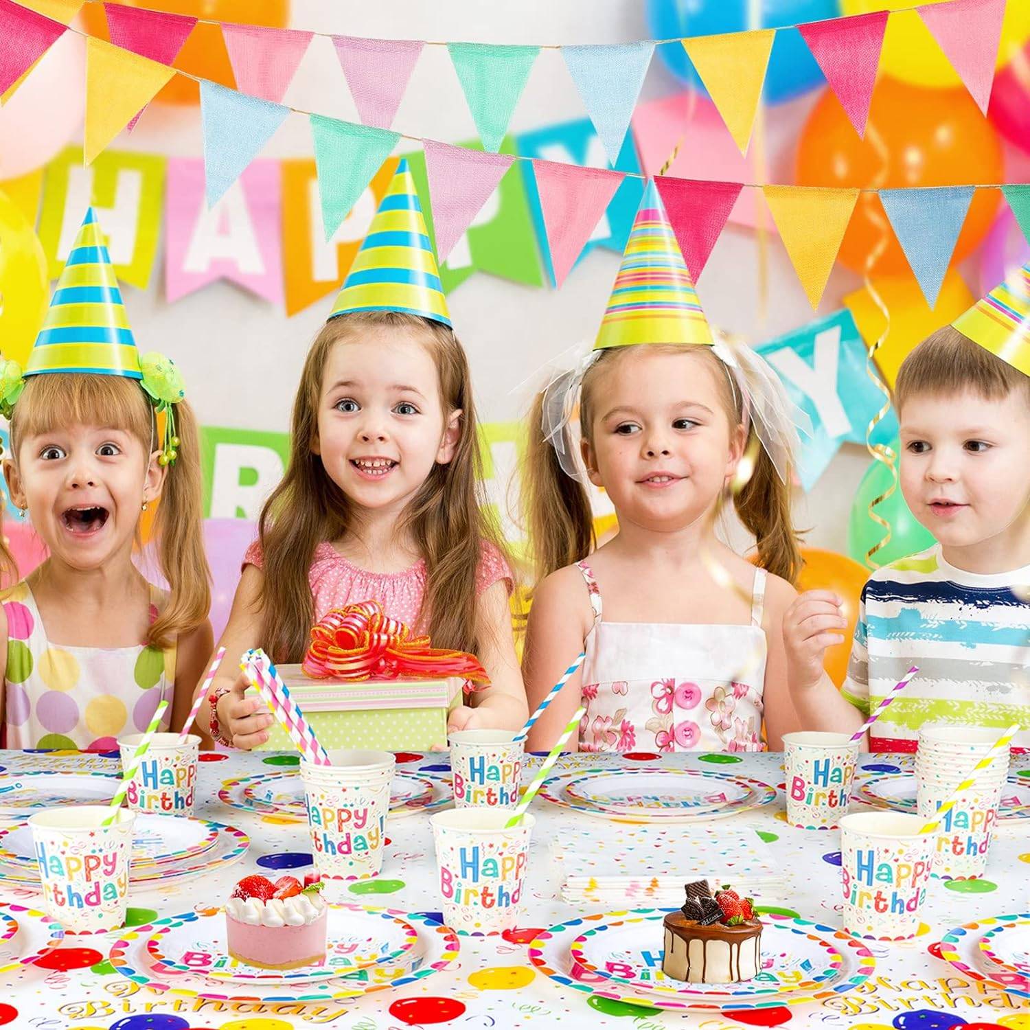 51PCS Happy Birthday Party Paper Plates and Cups Set 3