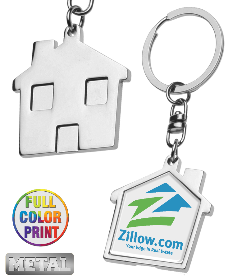 House Shaped Metal Keychain-Full Color Dome 1