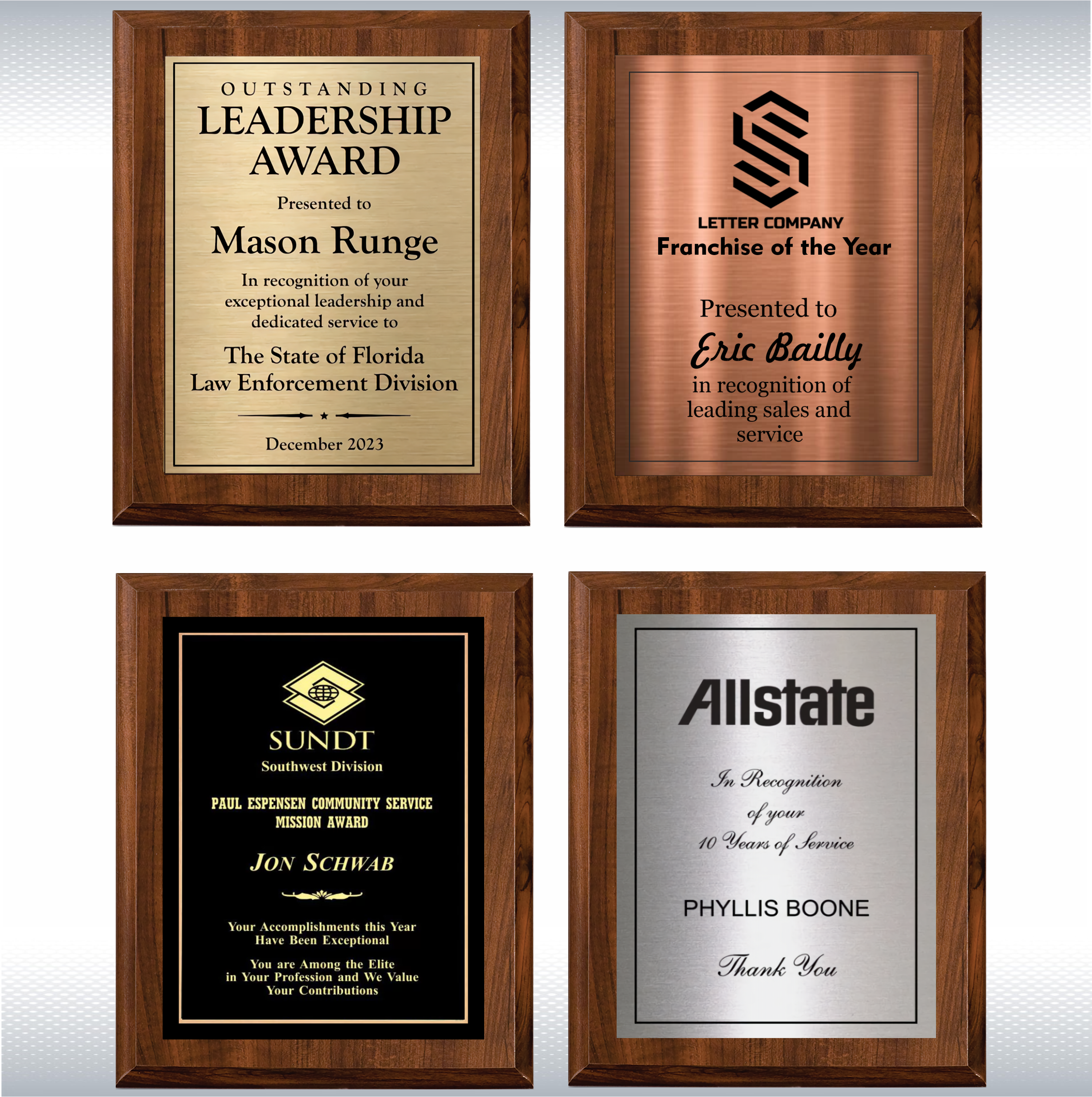 Cherry Finish Plaque w/ Single Engraved Plate 7