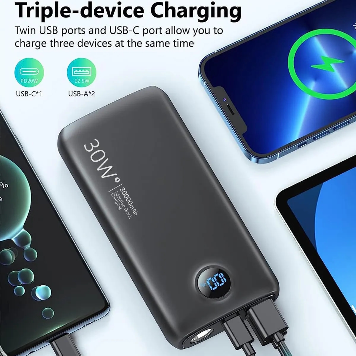 Portable Charger Power Bank 27000mAh with Flashlight 3