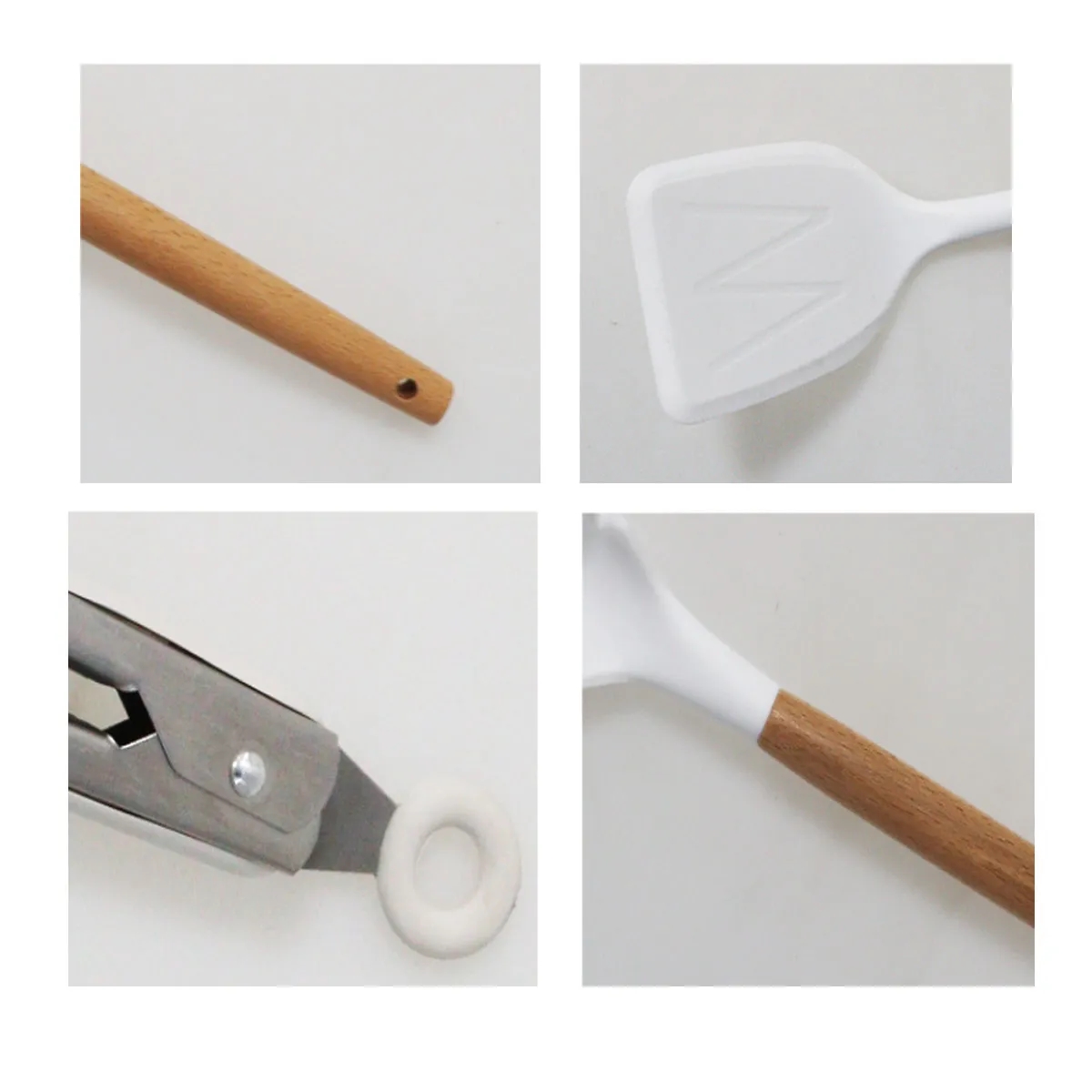 Heat Resistant Wooden Handle Silicone Kitchen Utensil Set 7