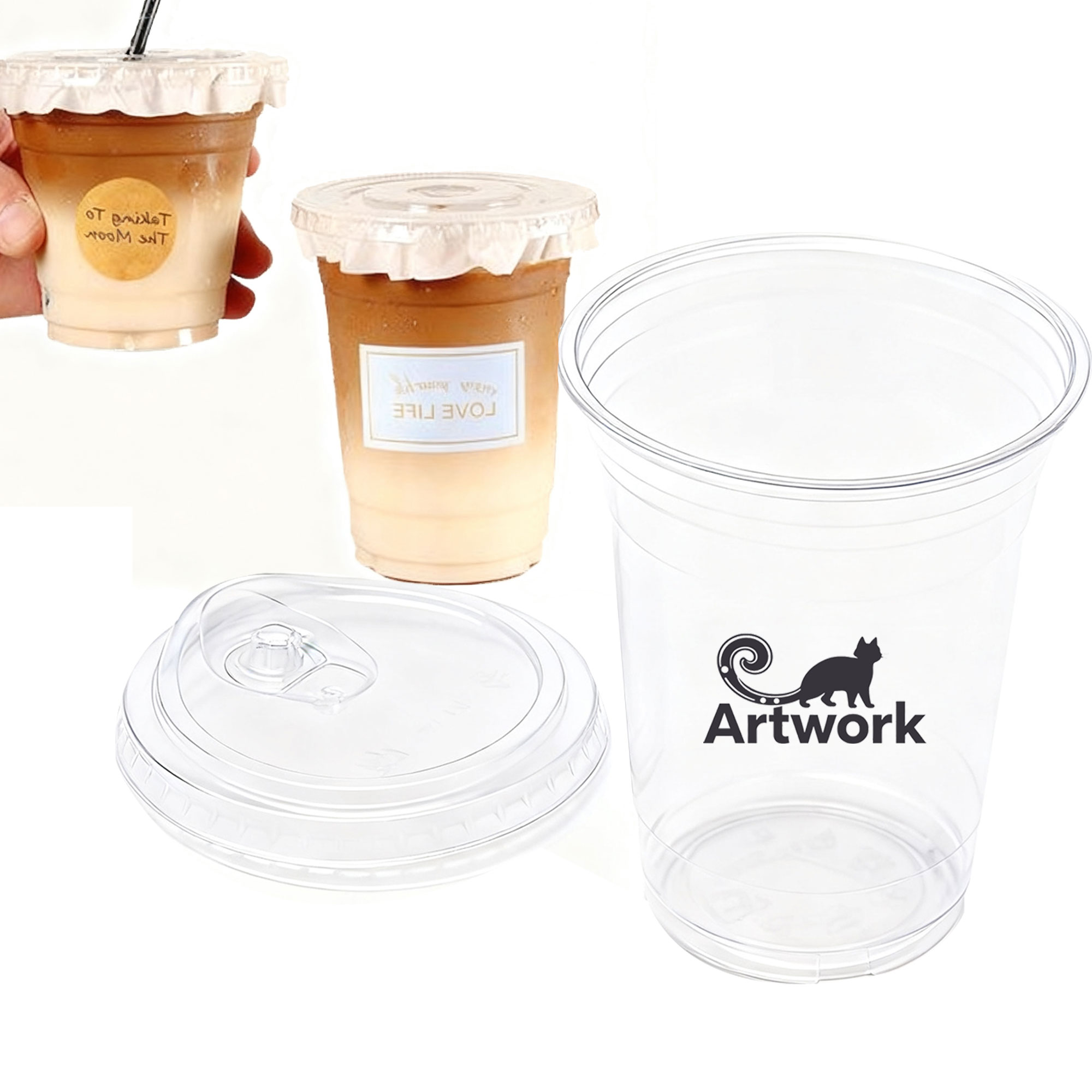 16oz Disposable Clear Plastic Cup W/Lid 3