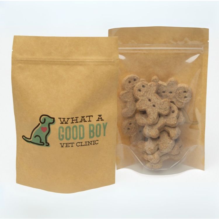 Full Color Stand Up Kraft Pouch with Clear Back (6"W x 9"H x 3"D)