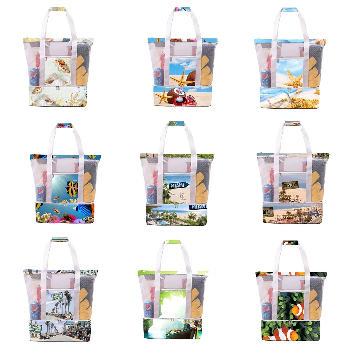 Mesh Beach Cooler Clear Tote Bag 6