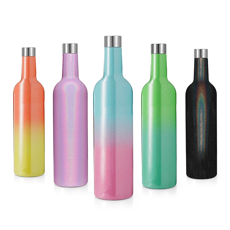 Vacuum Wine Bottle 25Oz & Two Wine Tumbler With Lids 16Oz 5