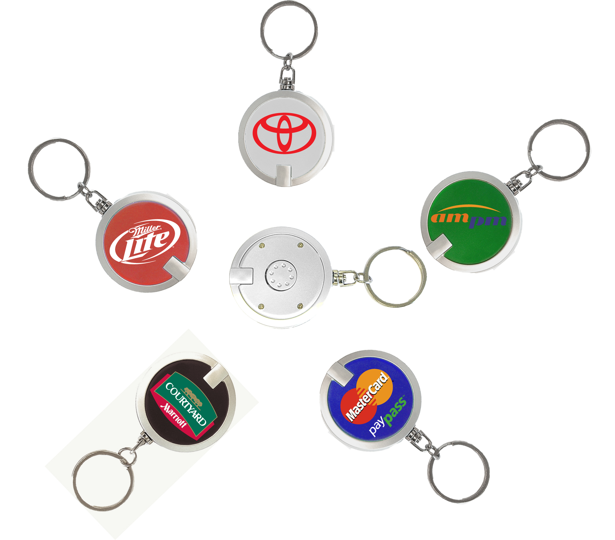 Deluxe coaster shape round flashlight Key Chain