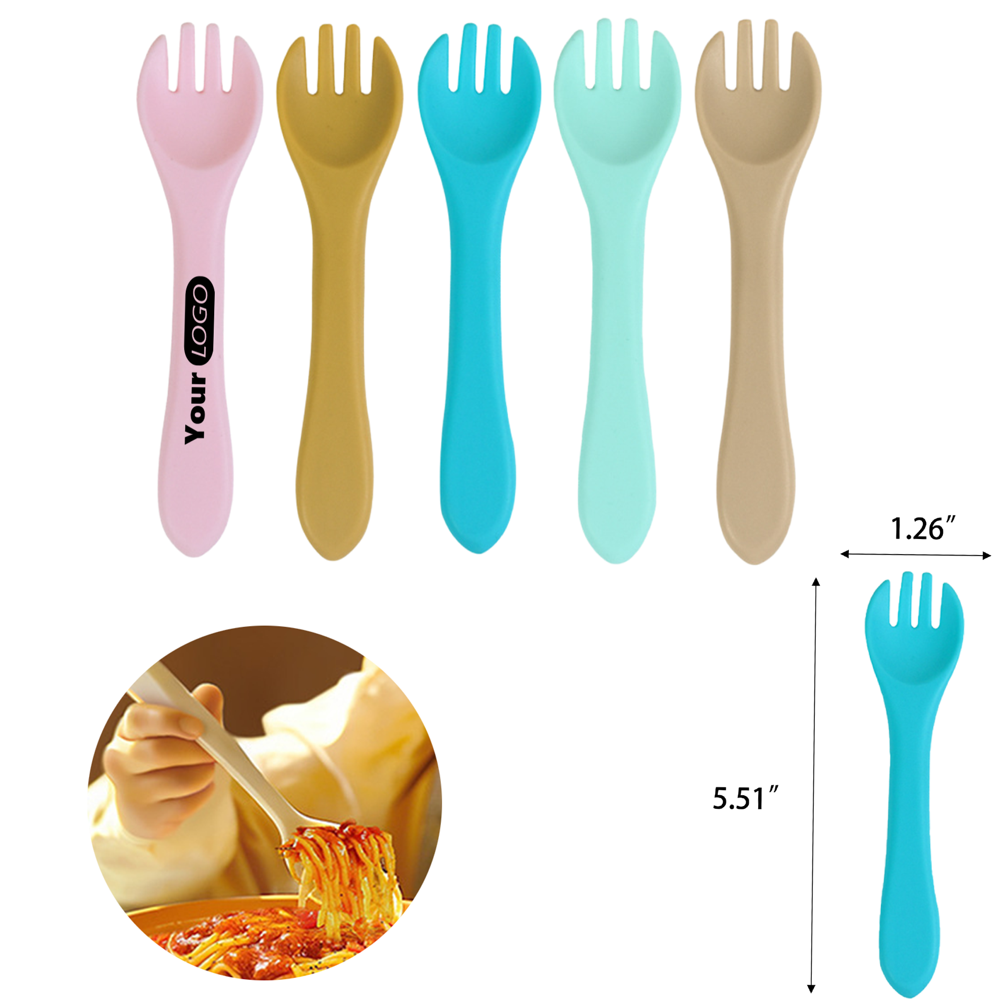 MOQ 50 Baby Silicone Feeding Fork 2
