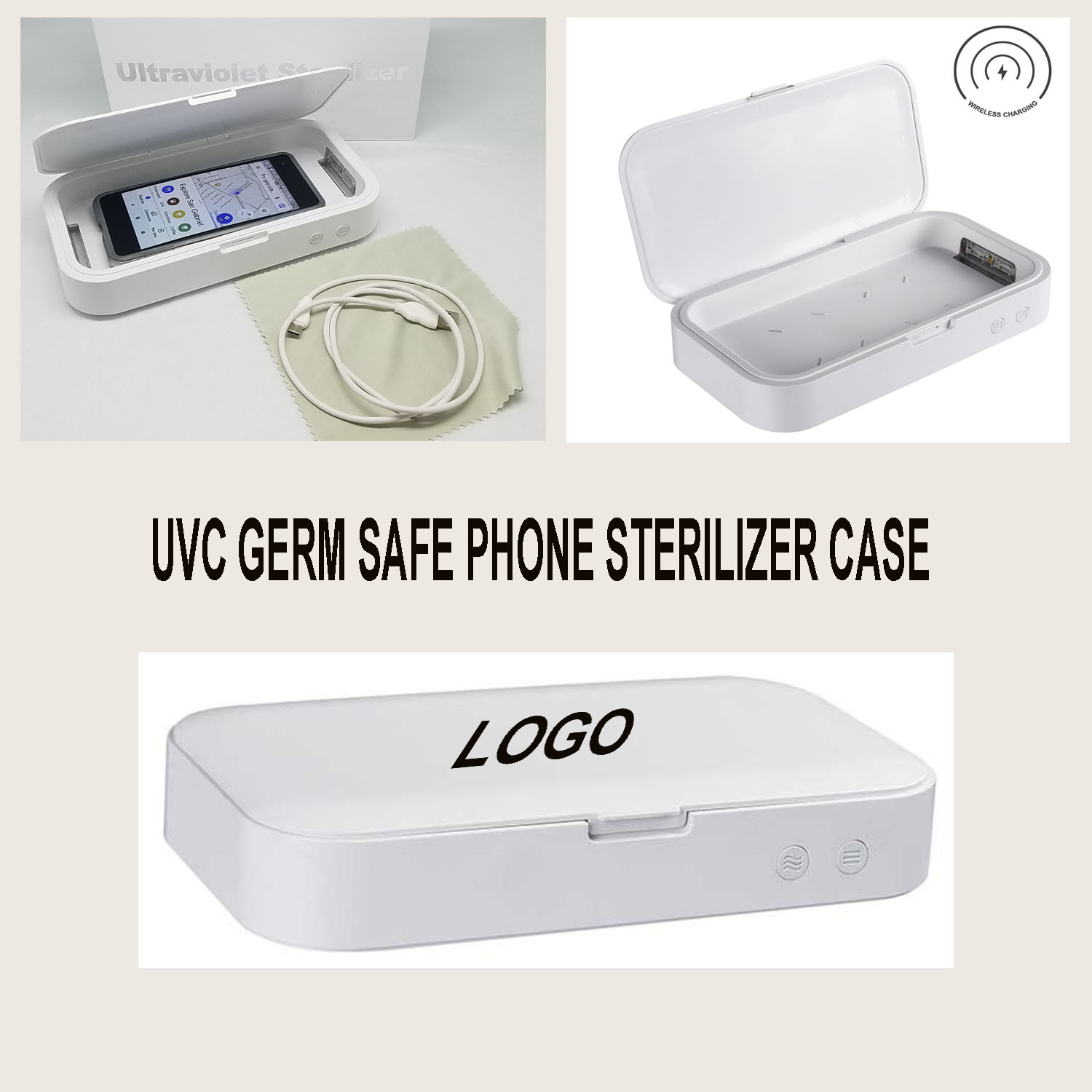 UVC GERM SAFE PHONE STERILIZER CASE W/10W WIRELESS CHARGER 2
