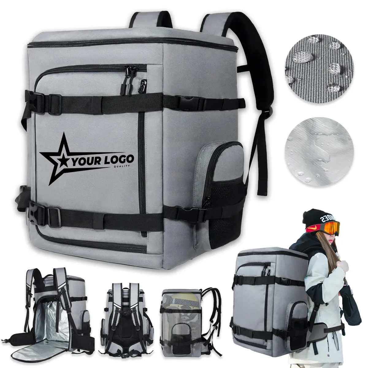 60L Large Capacity 900D Waterproof Ski Boot Bag Backpack 1