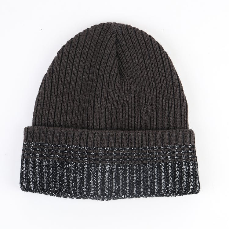 Adult Winter Beanie Hats - Charcoal/Marled Cuff Acrylic 2