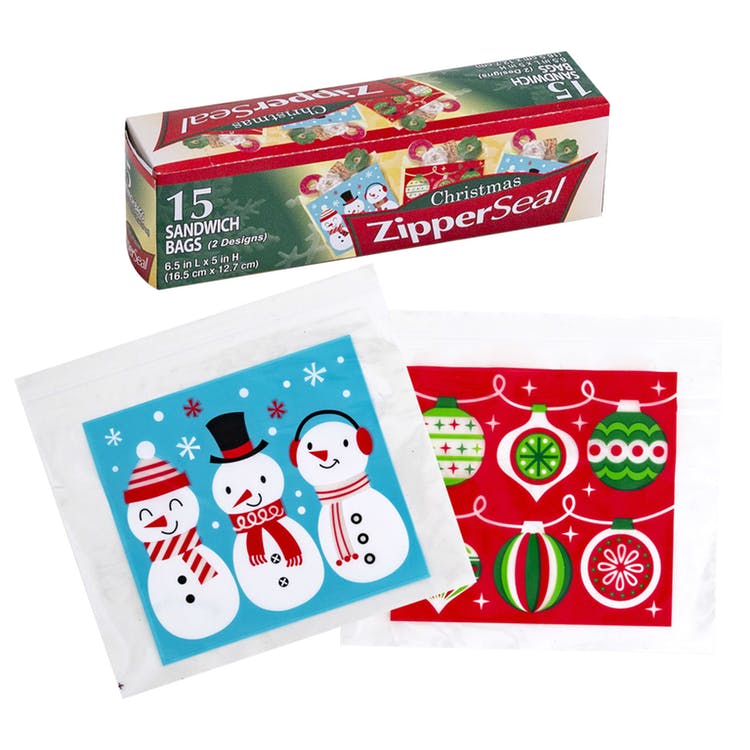 Zipper Sandwich Bags - Christmas Prints 15 Count 1