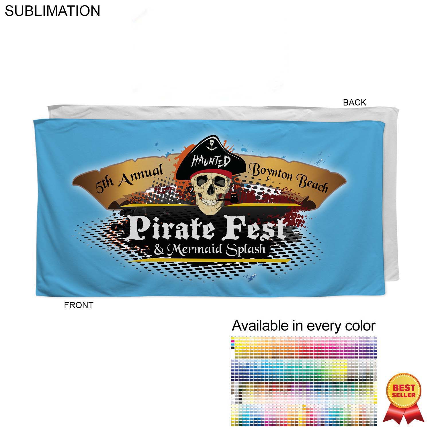 Absorbent Microfiber Dri-Lite Terry Beach, Shower Towel, 30x60, Sublimated Edge to Edge 1 side 2
