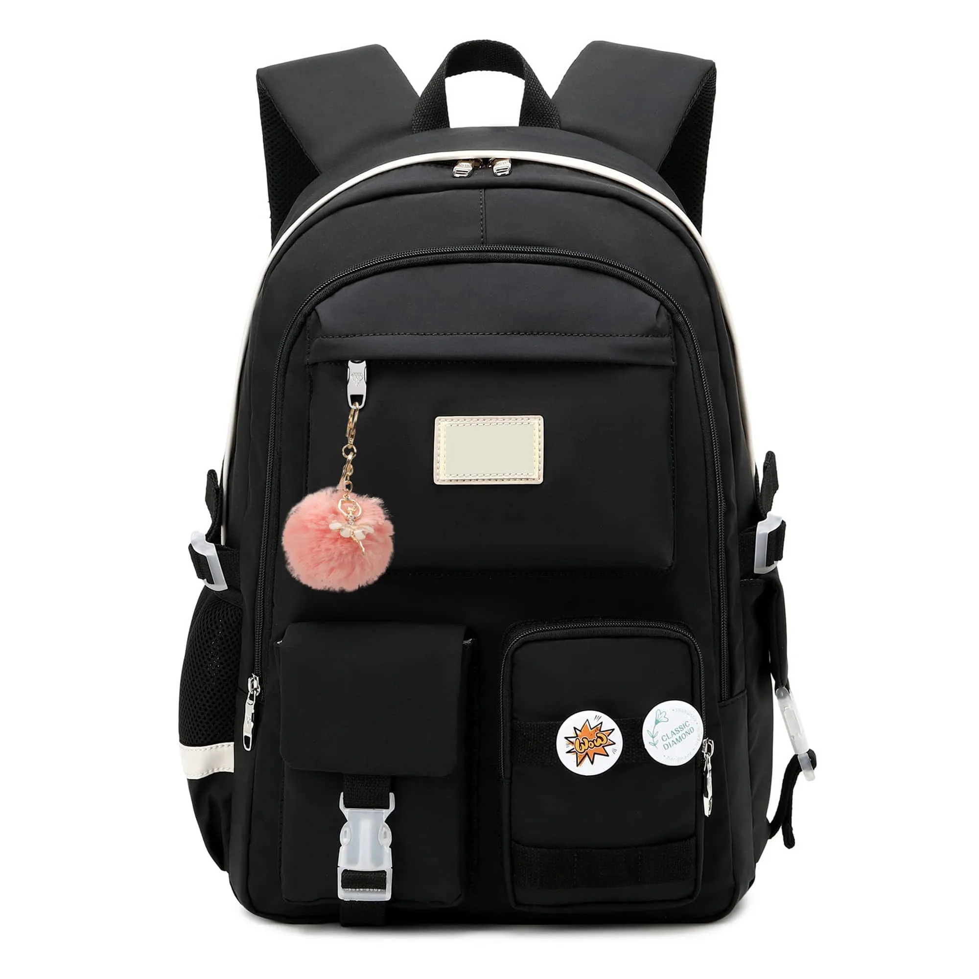 Custom Charming Pom-Pom Nylon Polyester Backpack 3