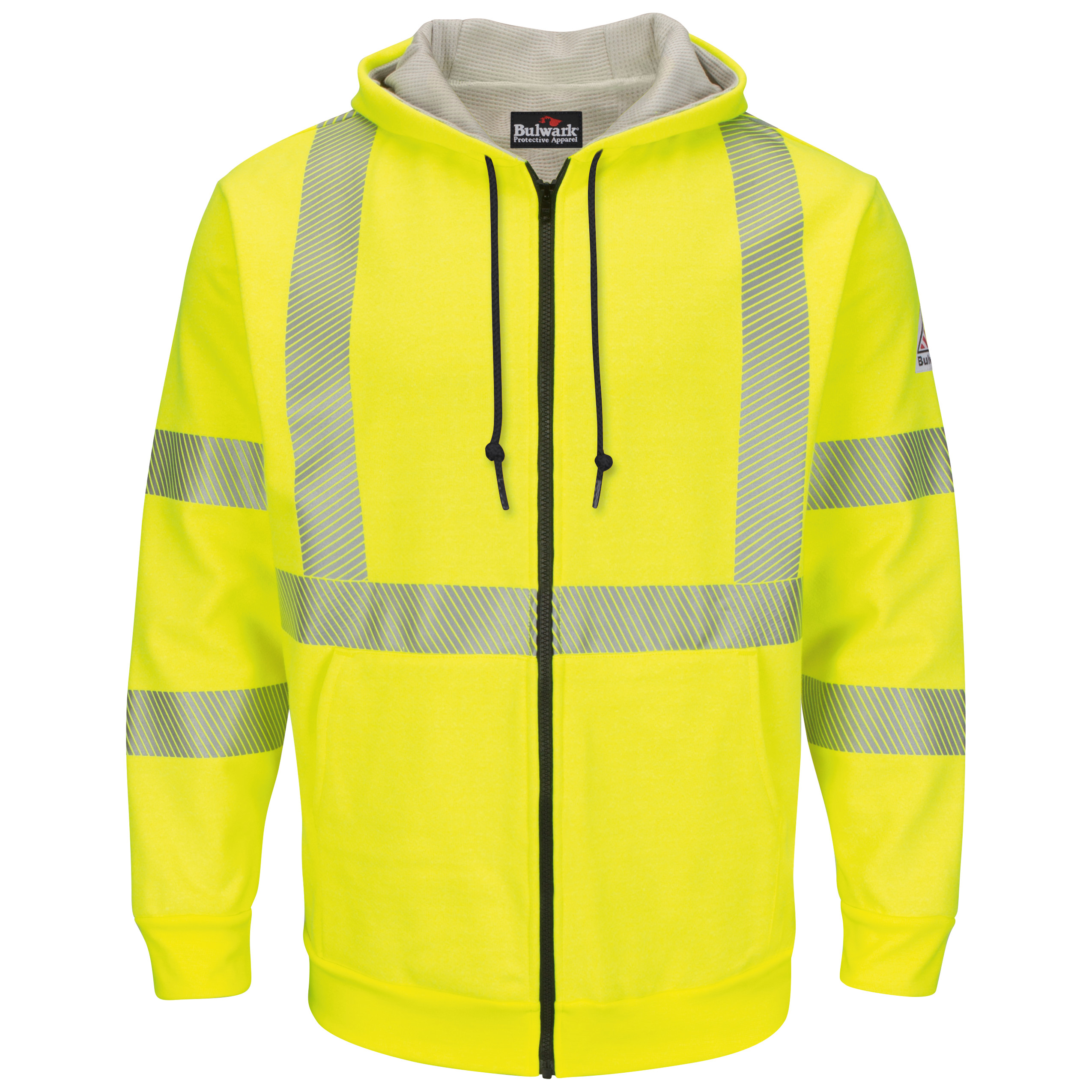 Bulwark® Men's Fleece FR Hi-Visibility Zip-Front Hooded Sweatshirt with Waffle Lining, custom hoodie or sweatshirt with logo imprint 2