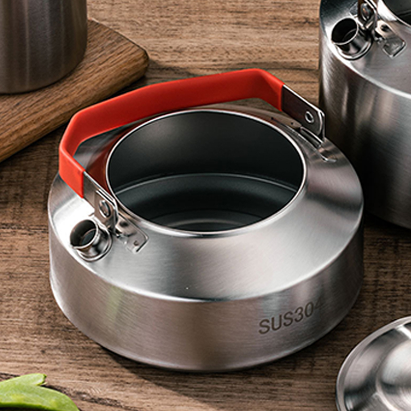 304 stainless steel outdoor kettle portable tea camping picnic food grade open flame mini kettle 4