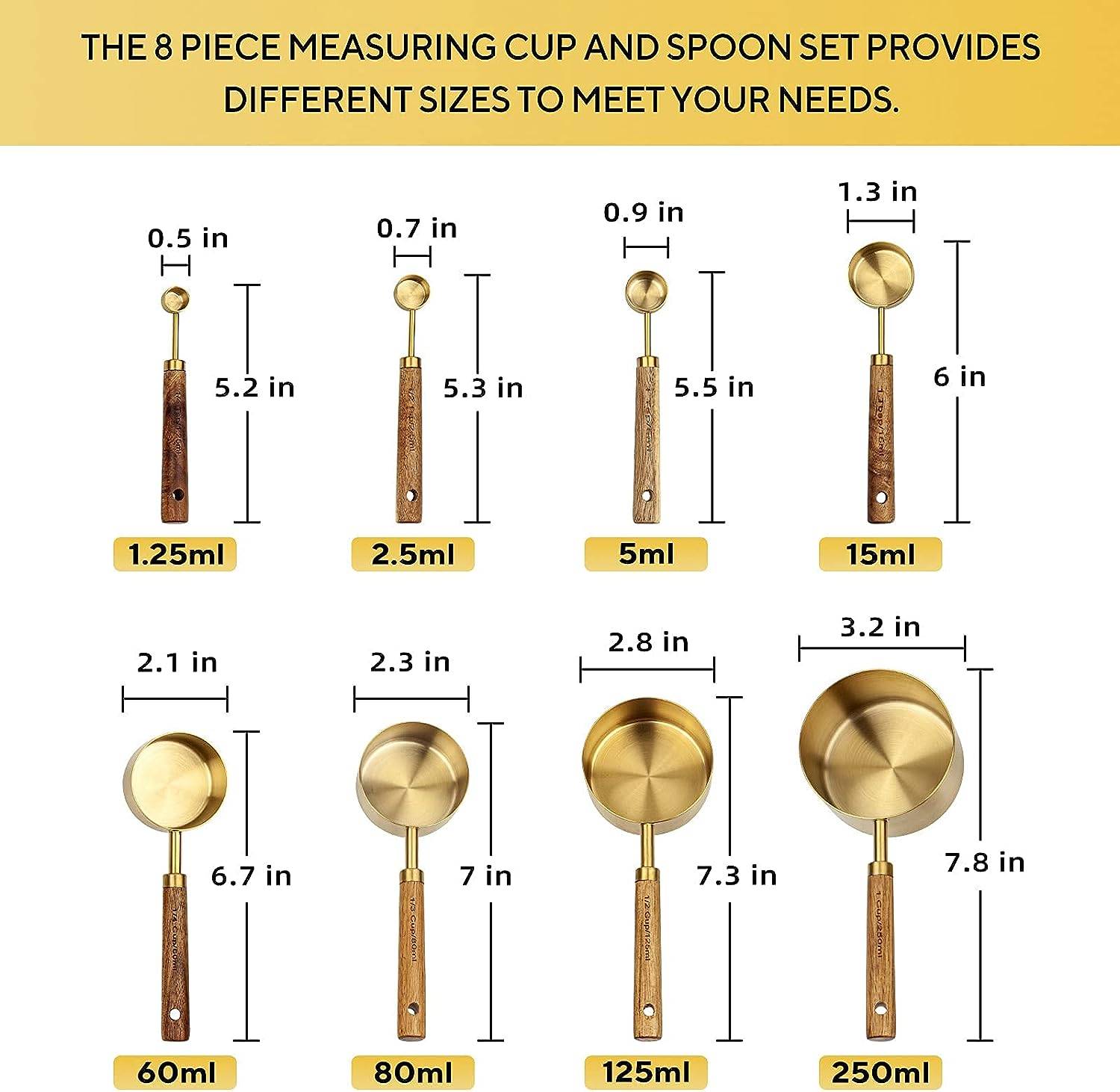 Wooden Handle Measuring Cups & Spoons Set 4
