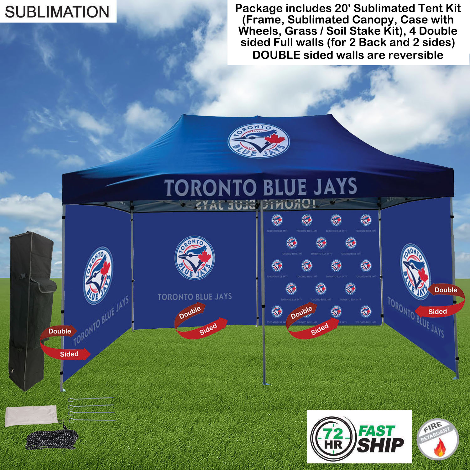 72Hr Fast Ship - Full Privacy Tent Package 1, 20' Tent, 4 Double sided Full walls (back and 2 sides) 9