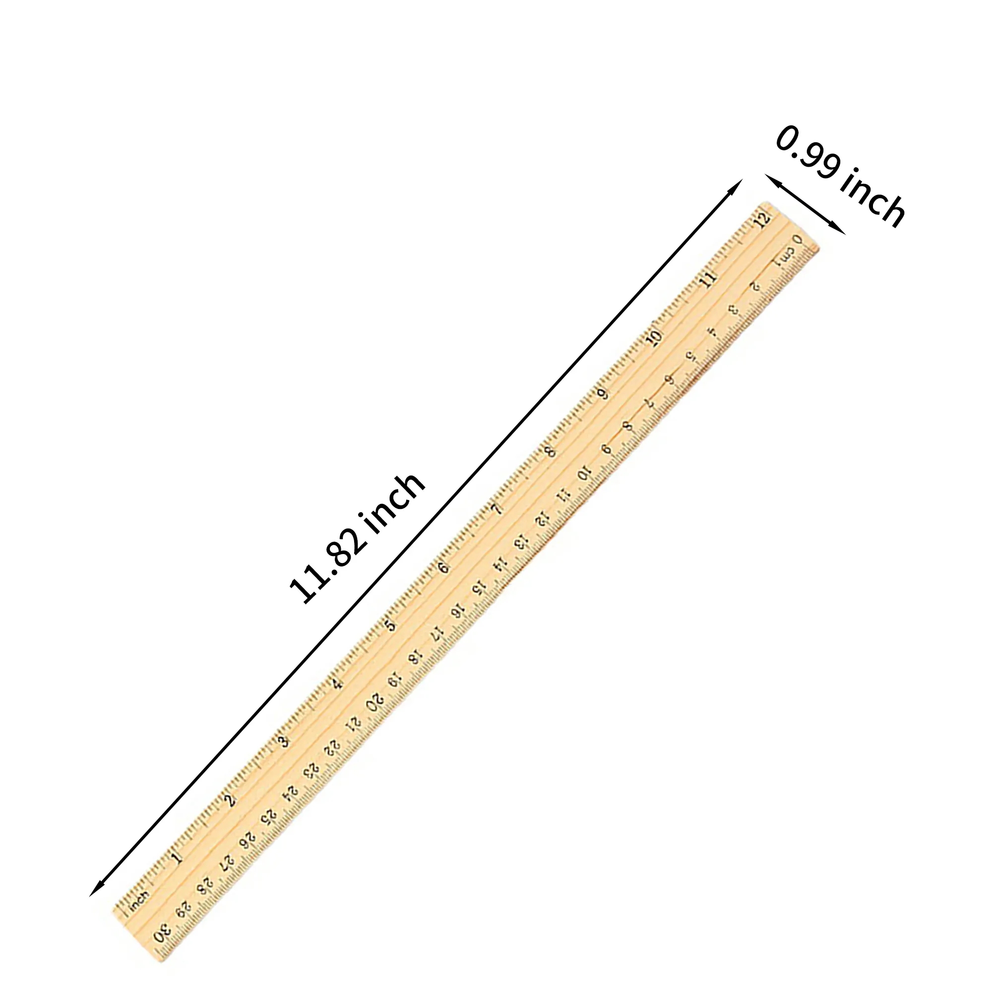 Wooden Ruler 12 Inch with Clear Scale Markings 3