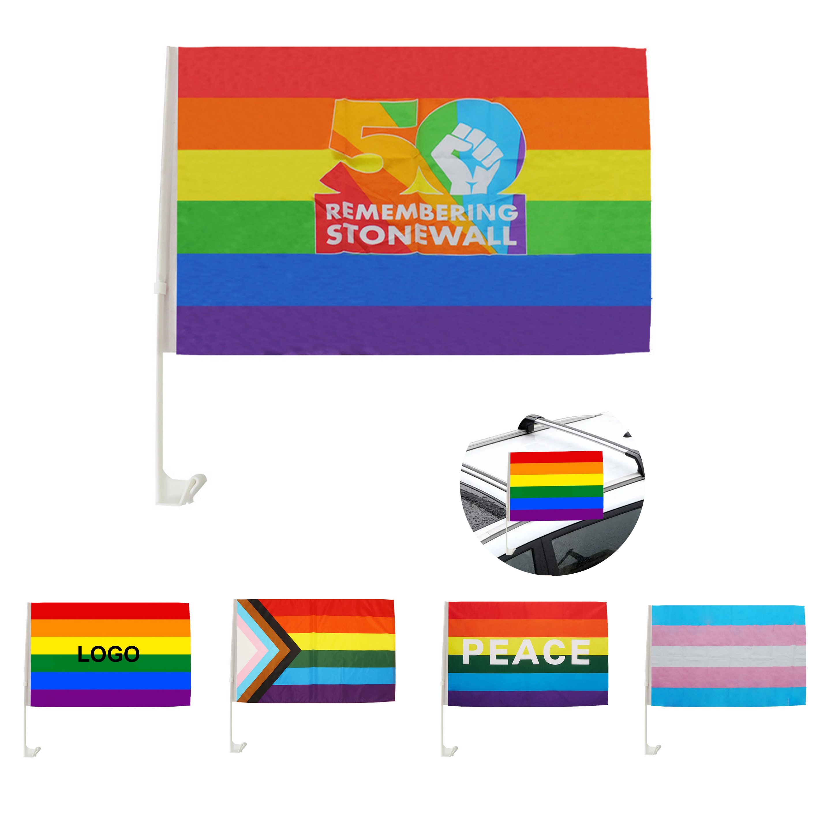 Rainbow Car Window Flag (direct import) 2