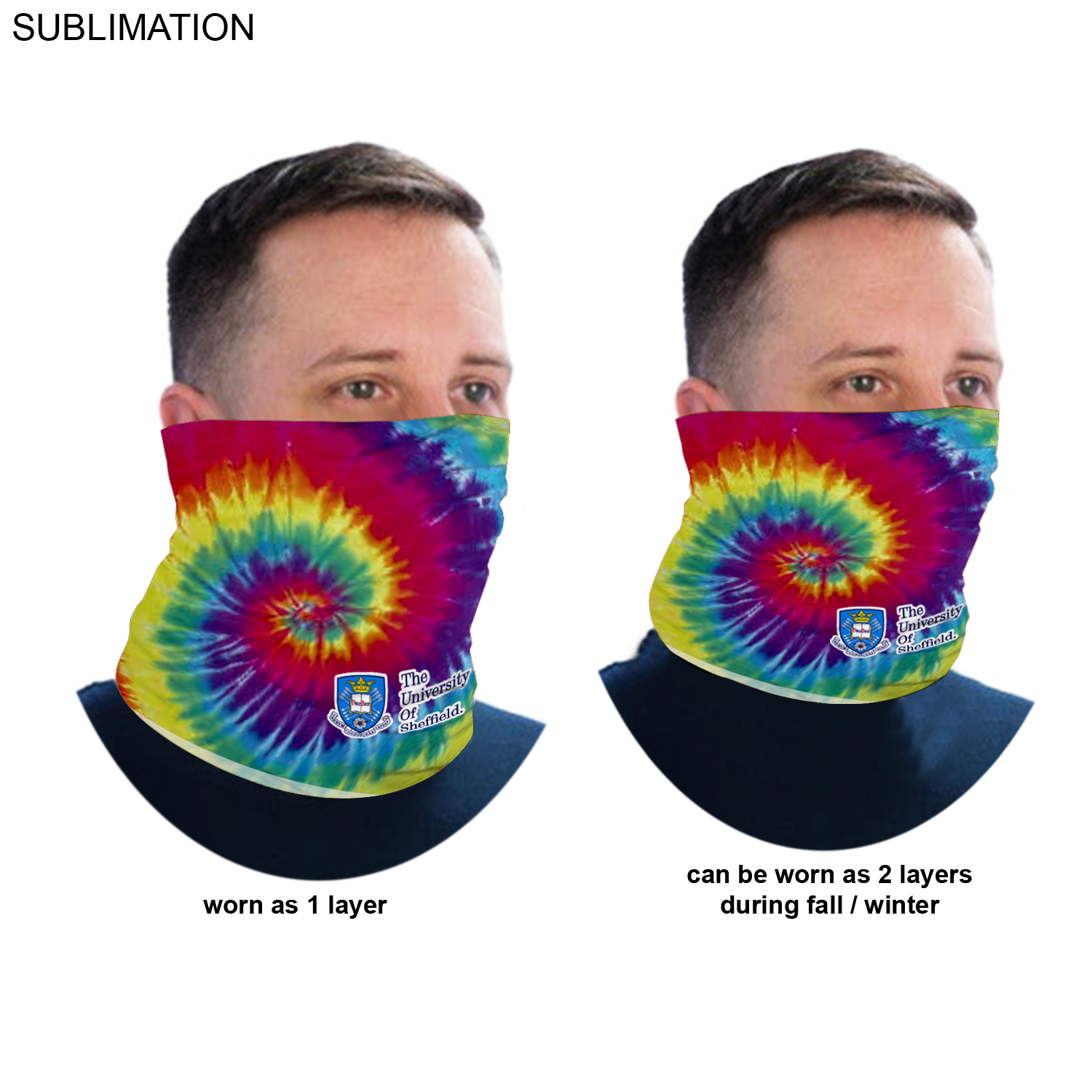 Sublimated BEST VALUE lightweight Seamless Winter Neck Gaiter which can be worn as 2-layers (2ply) 9