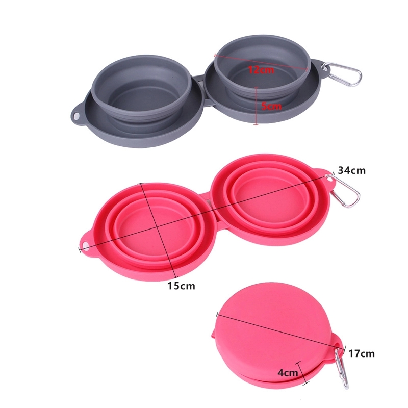 Custom Collapsible Silicone Dog Double Bowl 2