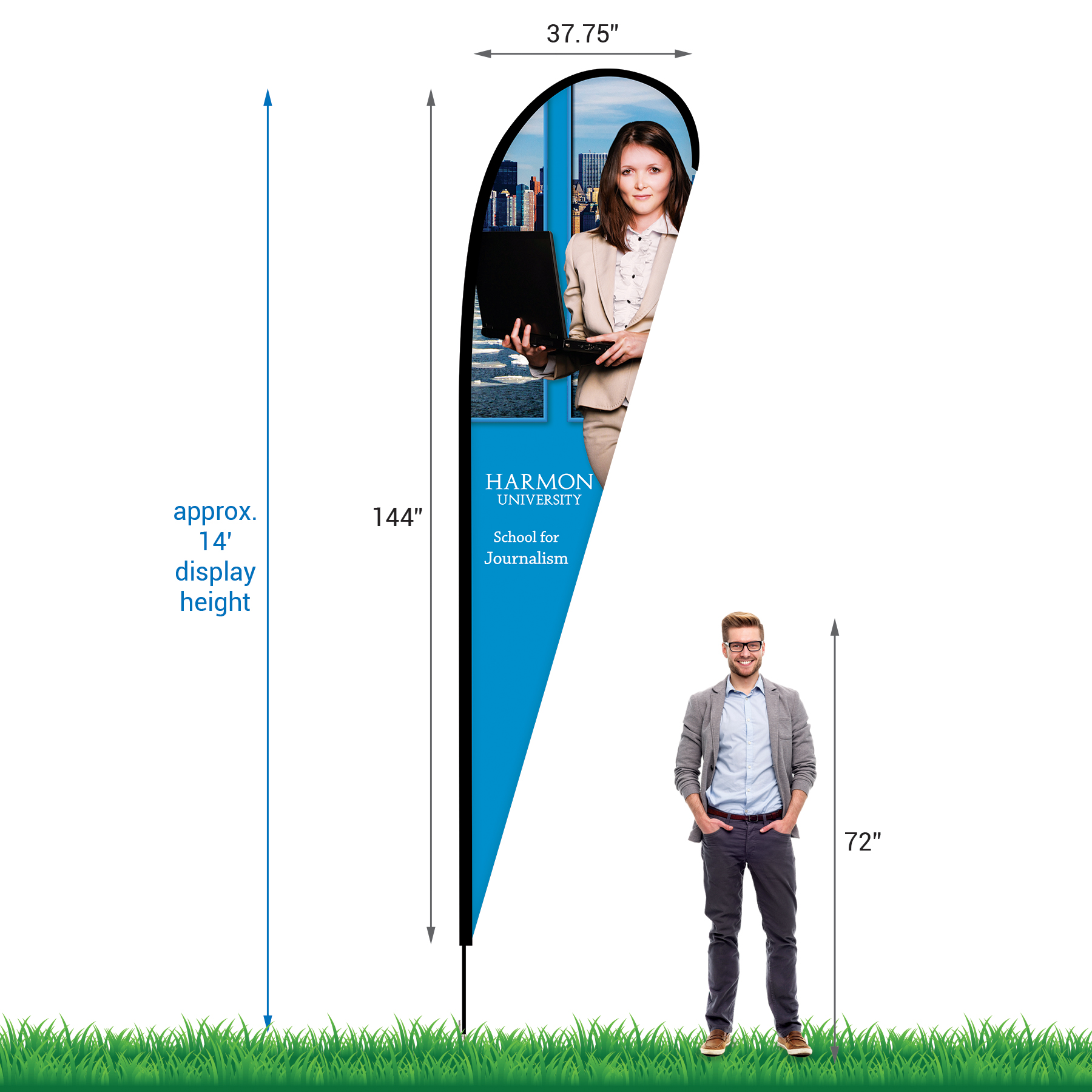 12' Double Sided Portable Teardrop Banner w/ Hardware Set 10