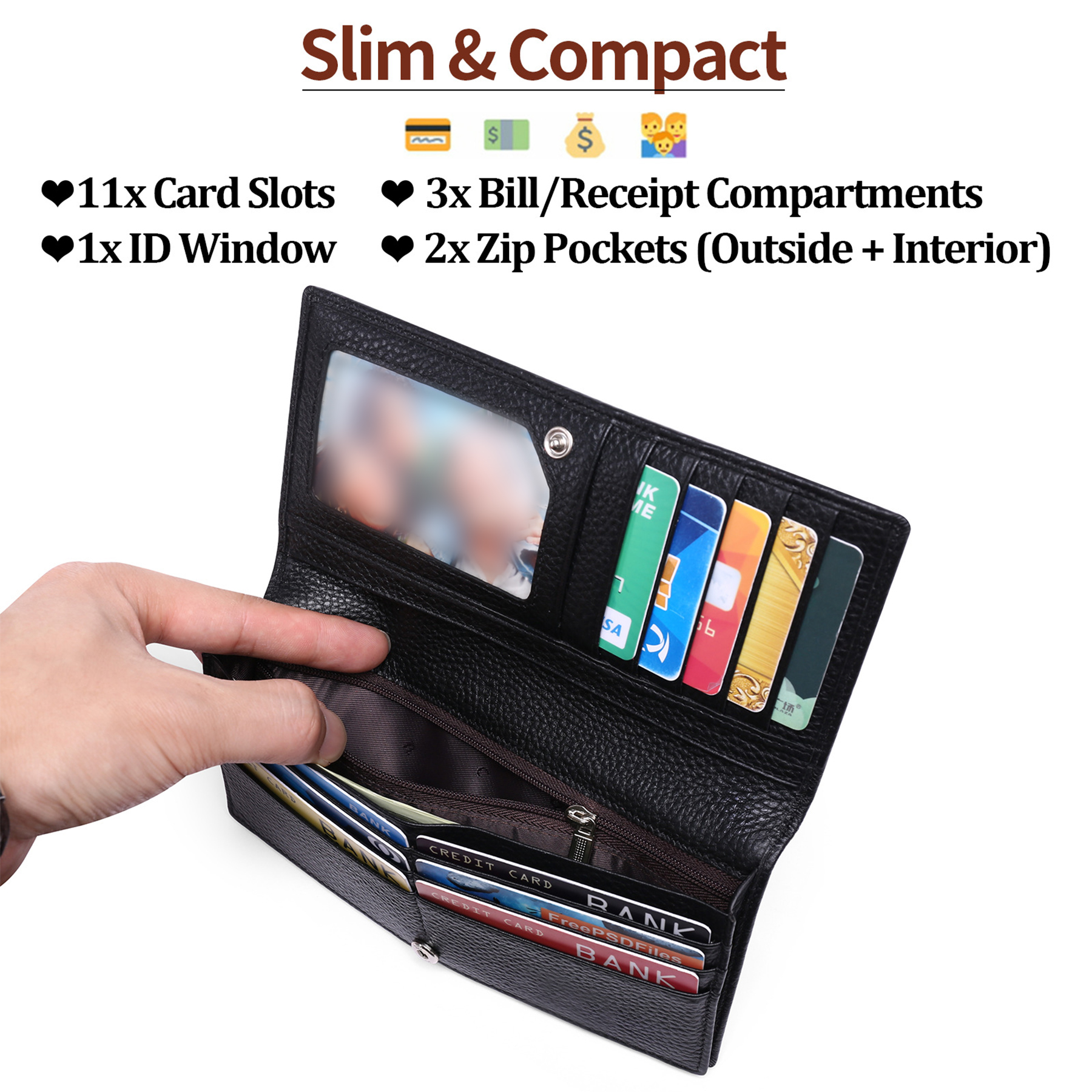 Ultra Slim Real Leather Credit Card Holder Clutch 2