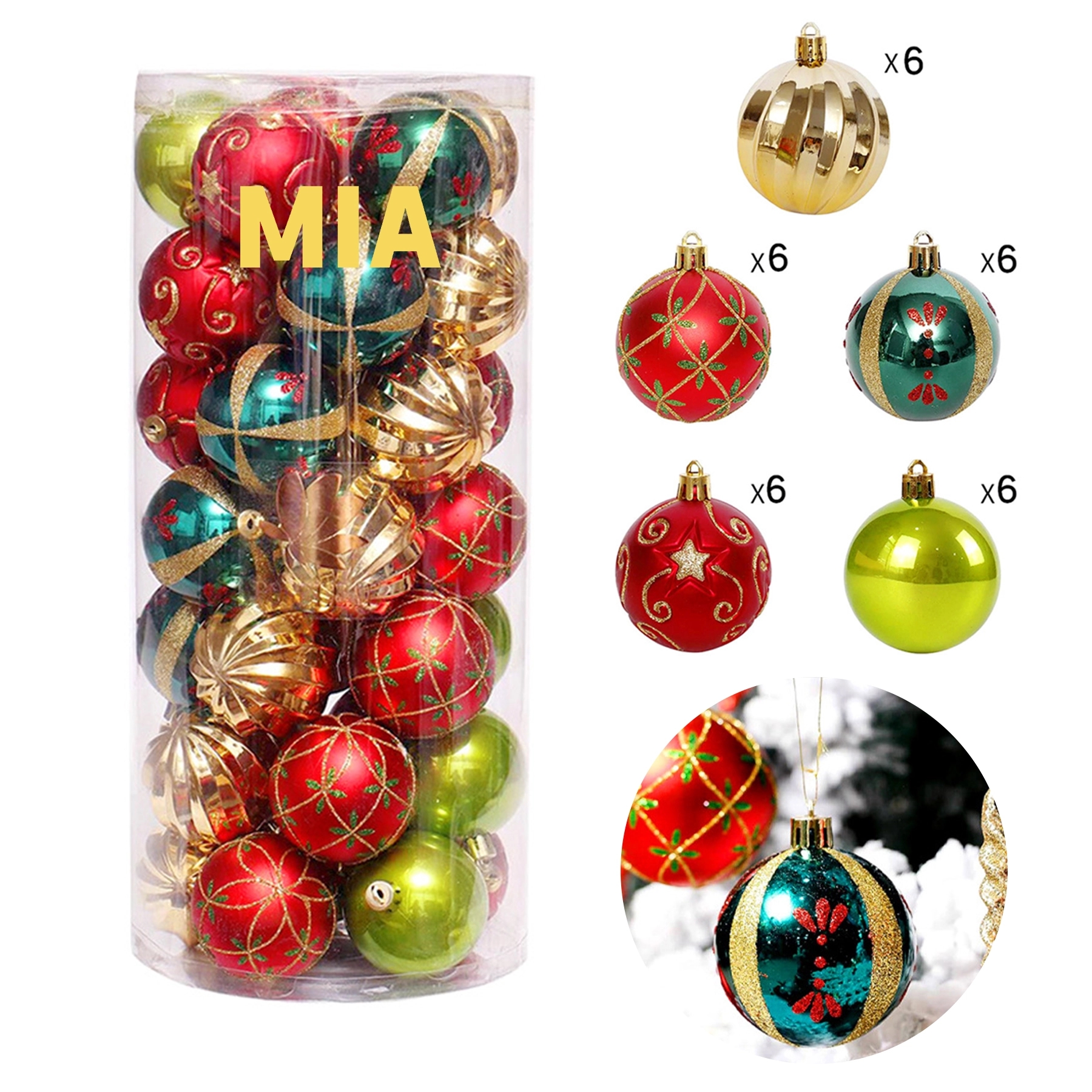 30Ct Christmas Ball Decoration Set 1