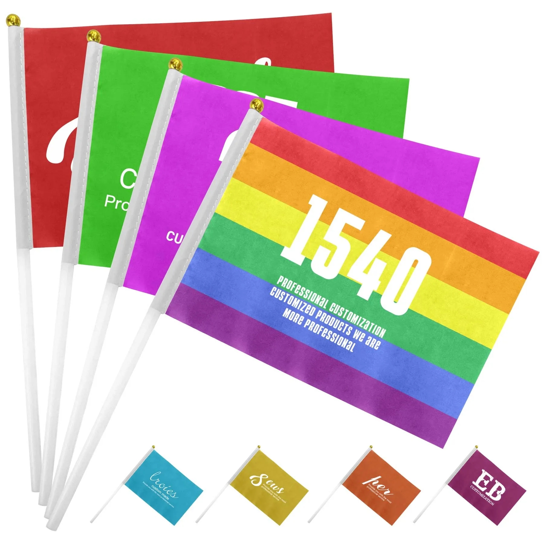 Full-Color Hand Held Polyester Mini Stick Flags 2