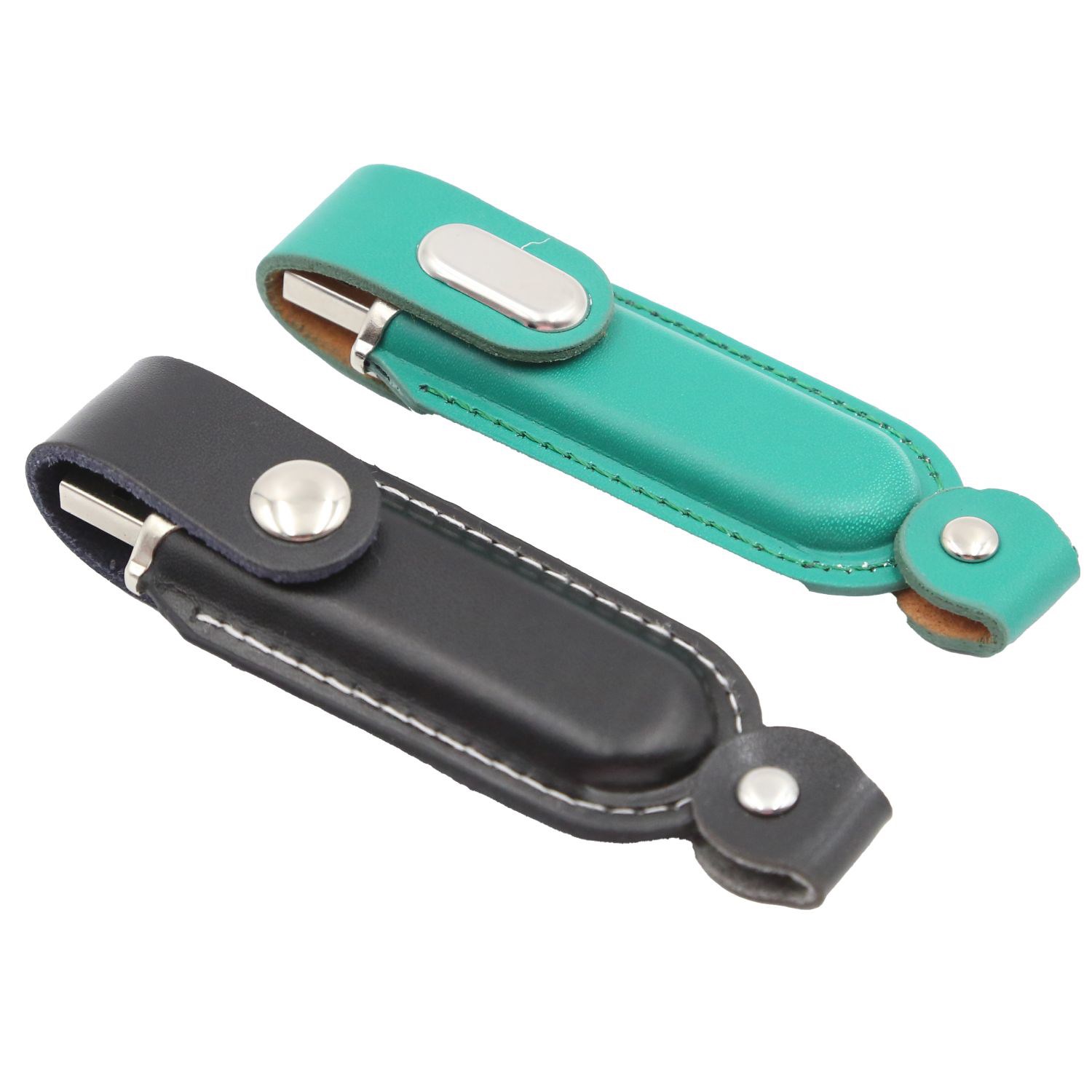 Leather USB Drive with Snap Fastener and Keyloop 2