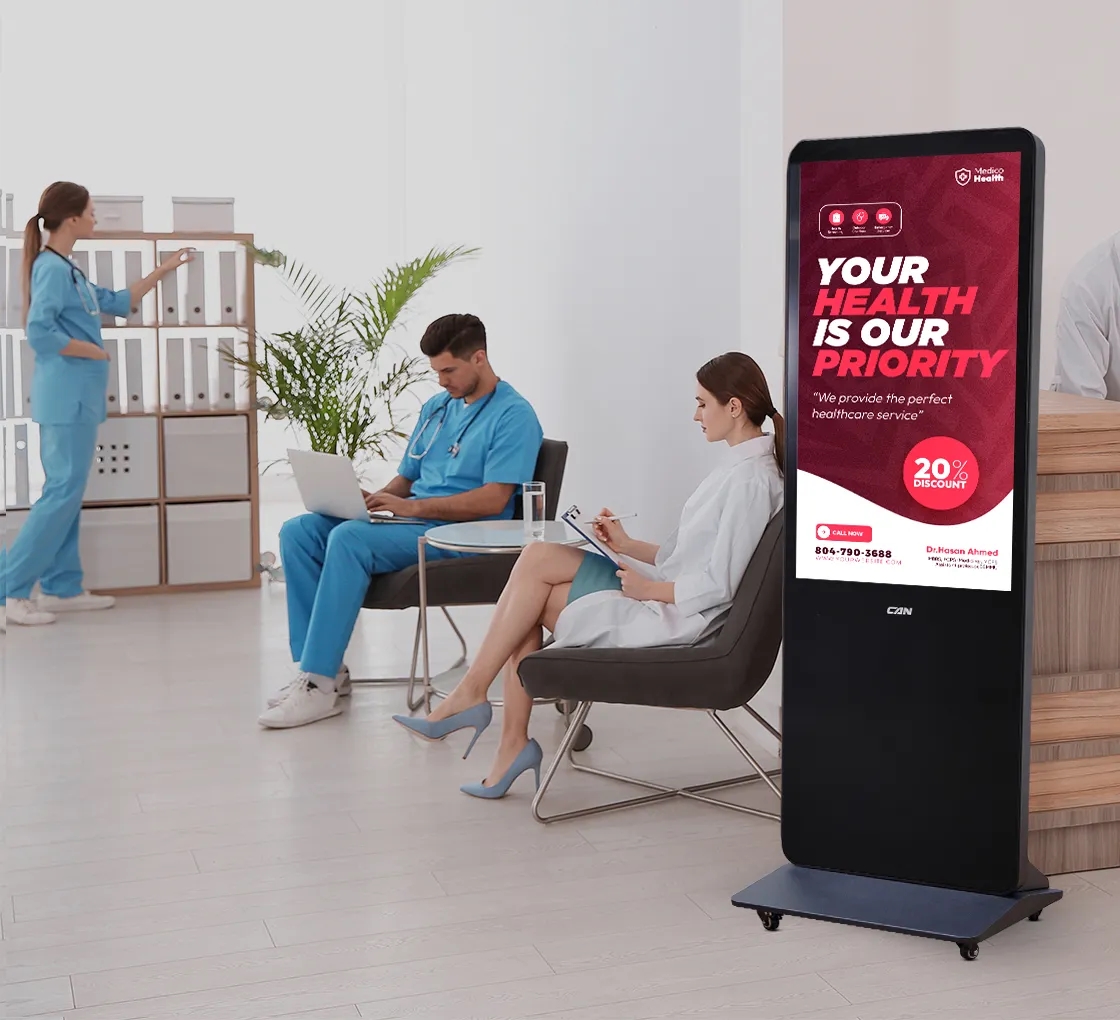 Portable LED Digital Display Signage with Wheels 55 Inch 11