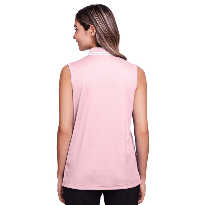 Devon & Jones Ladies' CrownLux Performance™ Plaited Tipped Sleeveless Polo 11