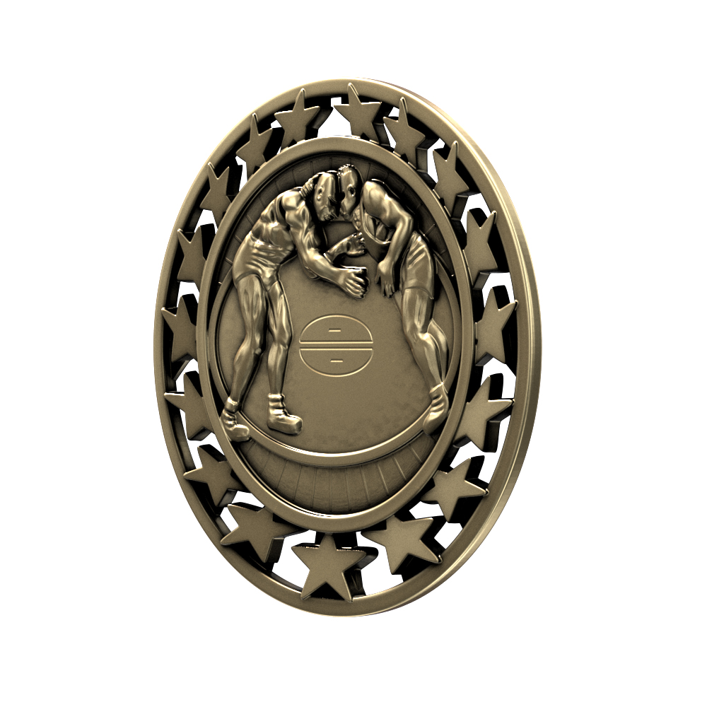 Wrestling Star Medallion (2-1/2") 2