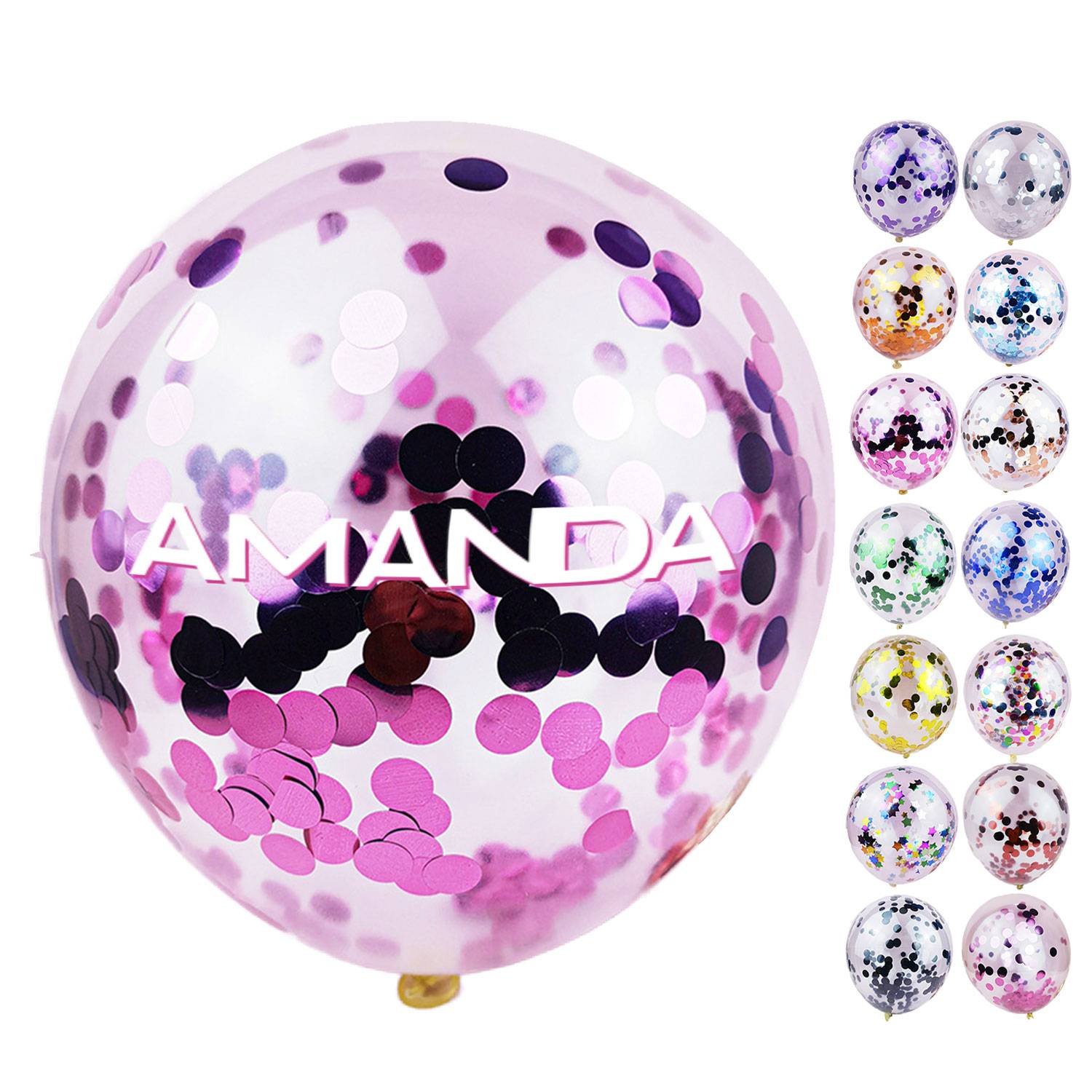 12" Party Decorations Transparent Confetti Latex Balloons 5