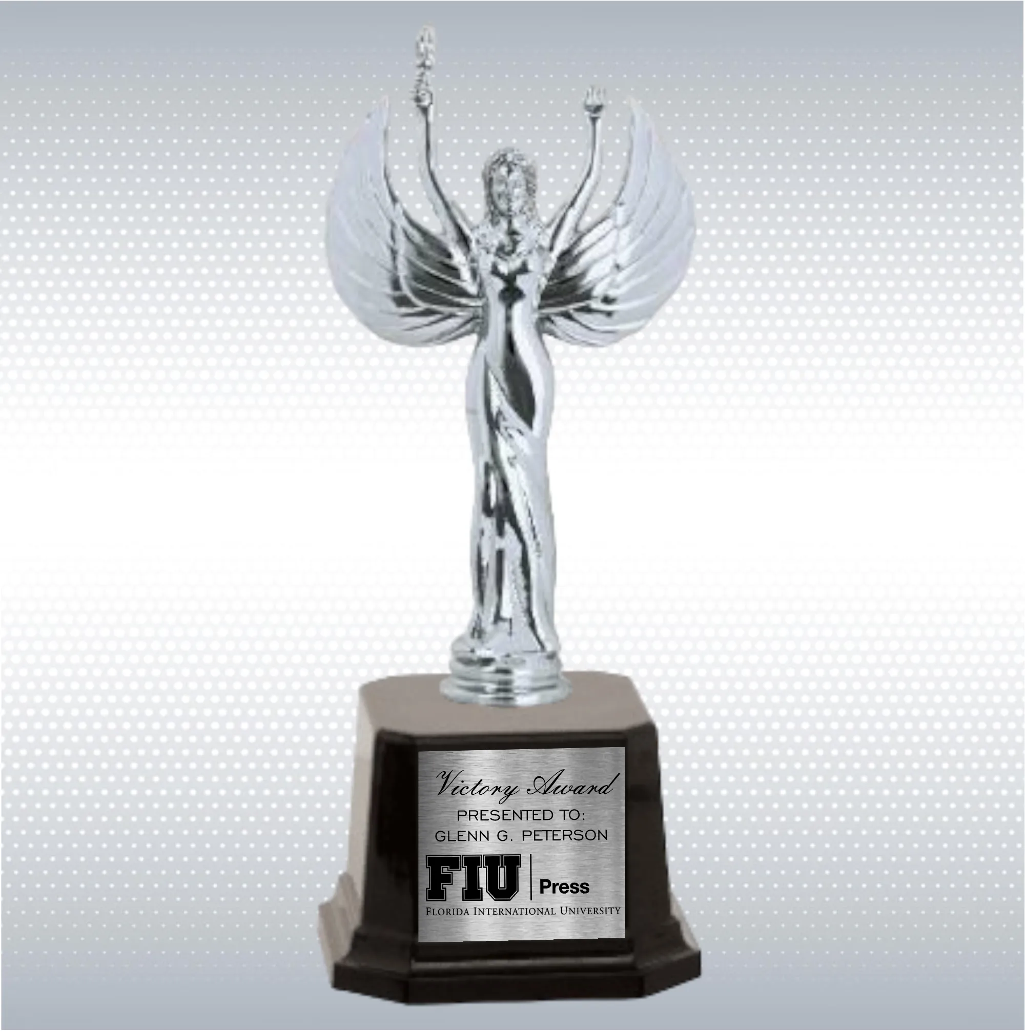 8 1/2" Metal Female Victory Figure on Glossy Black Base 3