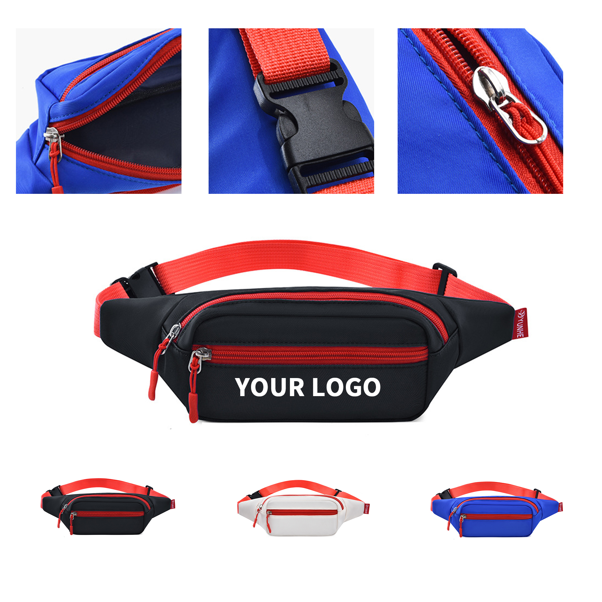 Contrast Color Waist Bag Lightweight Design 8.1" 5