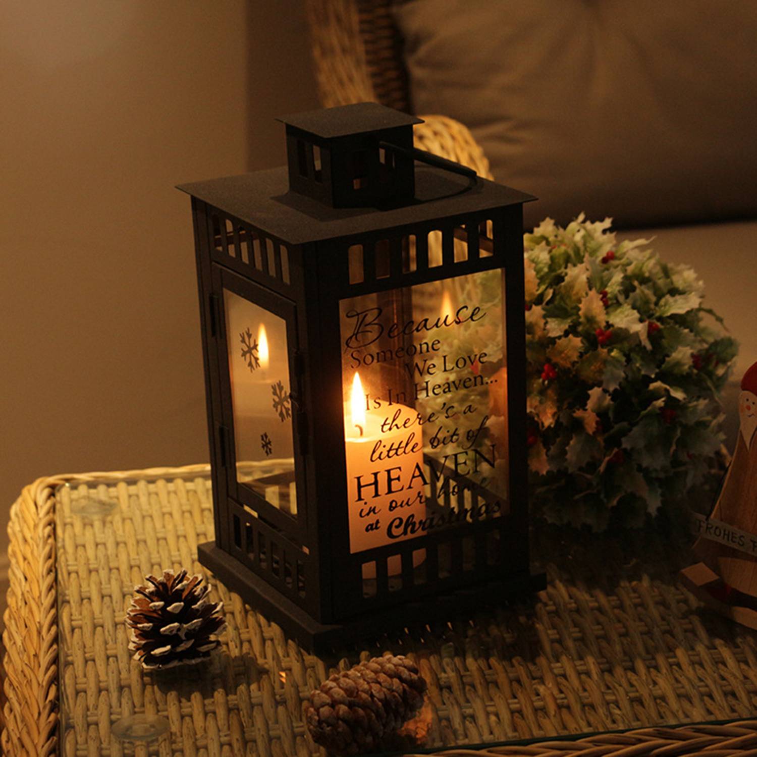 Wind Lantern Candlestick Wrought Iron Glass Candle Holder 1