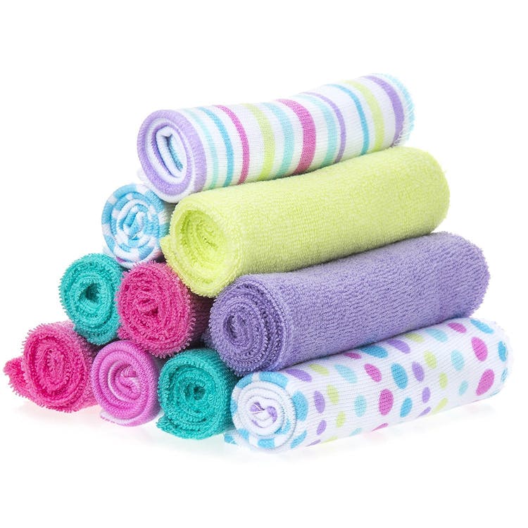 Terry Baby Washcloths - Aqua 10 Pack 1