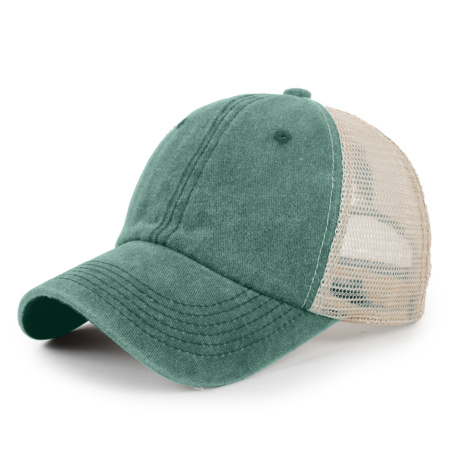 Stock 2-Tone Washed Cotton 6-Panel Trucker Cap 27