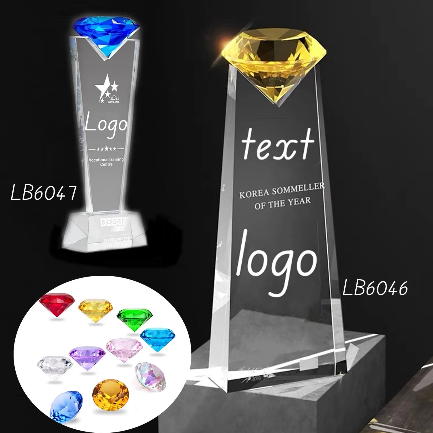 Sparkling Crystal Award Plaque Glass Diamond Trophy 2