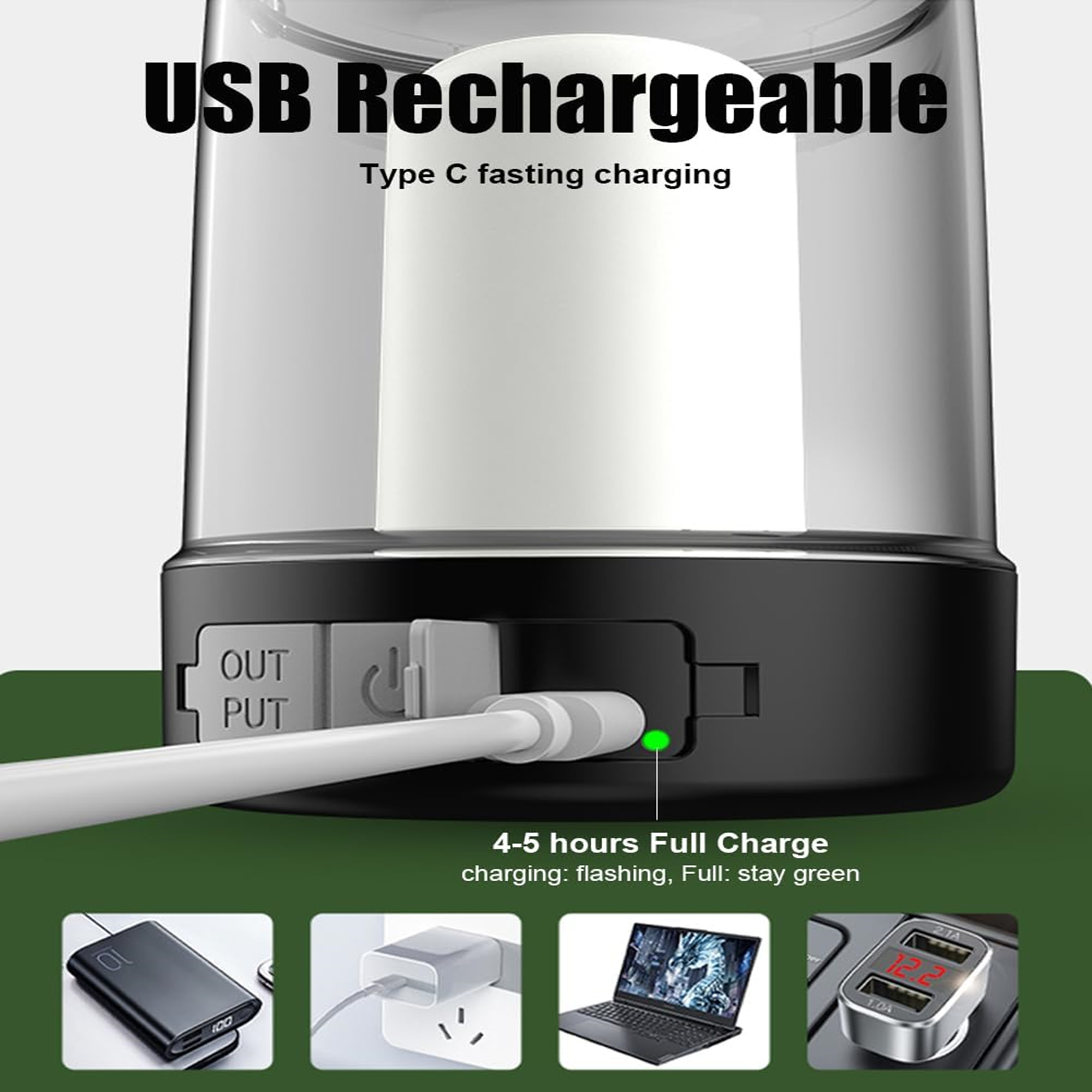 USB Rechargeable Camping Tent Light Lantern 2