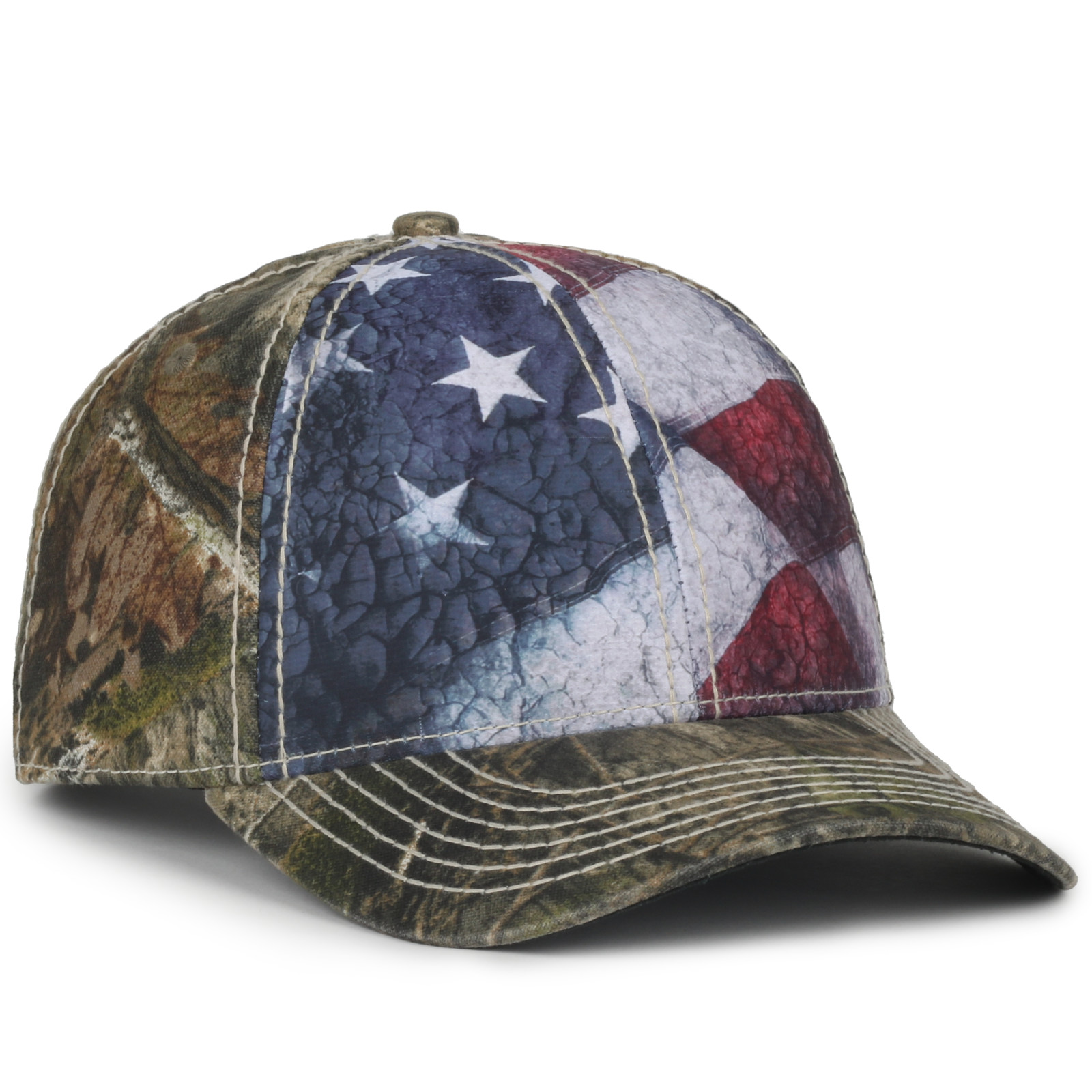 Sublimated Flag Front Cap w/Camo Back 2
