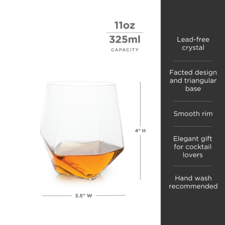Viski® Faceted Crystal Tumbler, set of 2 5