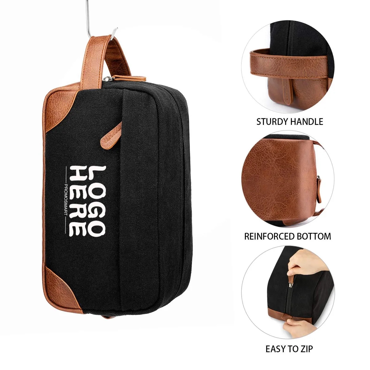 Portable Canvas Toiletry Bag with PU Handle 4